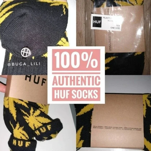 💥[1 PAIR]🌵Huf🌵Plantlife Black Socks - Picture 2 of 10